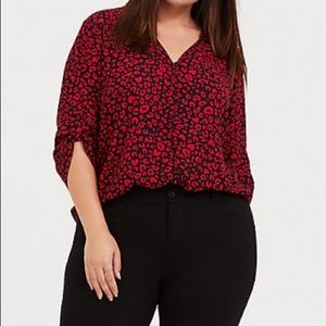 Torrid Harper Red Leopard Georgette Blouse